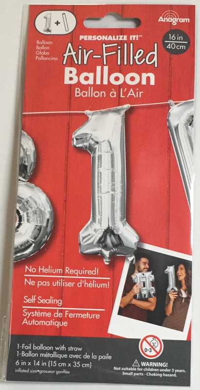 Balónek foliový narozeniny číslo 1 stříbrný 35cm 